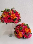Arranjo Permanente de Flores Artificiais Pink E Laranja Com Eucaliptos Tamanho P - imagem 1