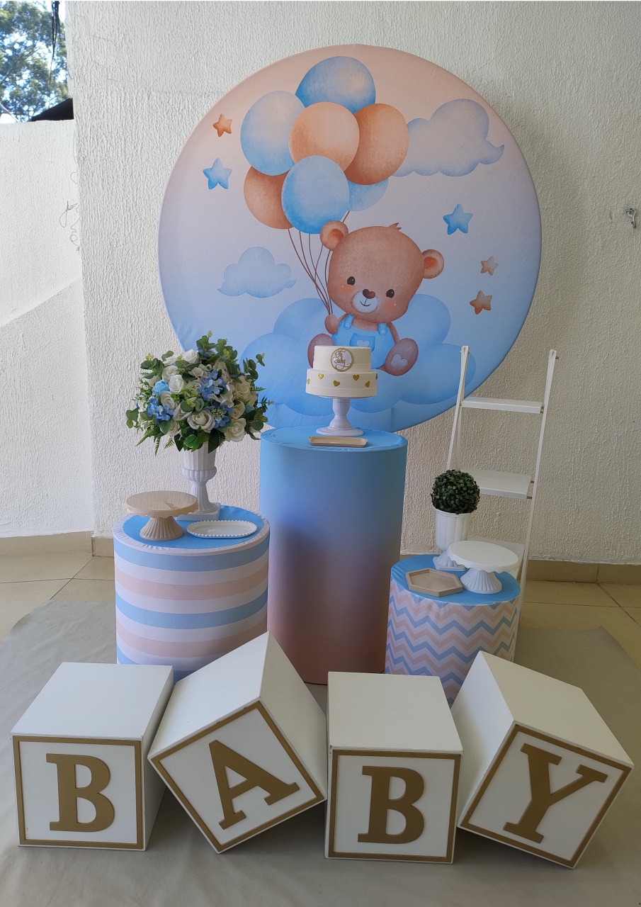 Kit Pegue E Monte Urso Com Balões de Ar Com Cubo Baby E Escadinha - Clássico - Neide Locações pegue e Monte 