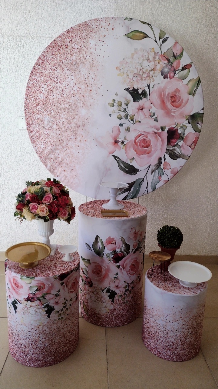 Kit Pegue E Monte Comemorações Feminino Adulto Floral Rosas Glitter - Tradicional - Neide Locações pegue e Monte 