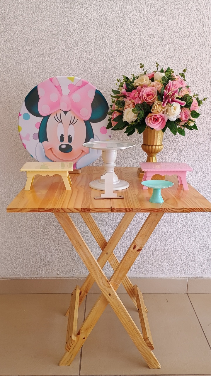 Mini Kit - Festa Na Mesa - Minnie Rosa - Neide Locações pegue e Monte 