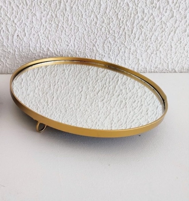 Suporte de Doce Espelhado Pequeno de Ferro Dourado - Neide Locações pegue e Monte 
