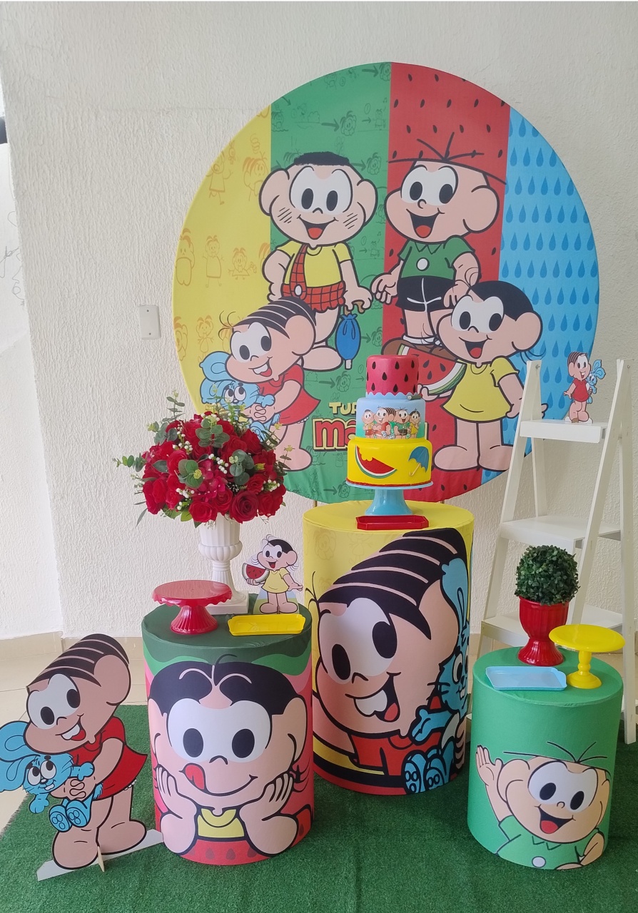 Kit Pegue E Monte Menina Turma da Mônica Com Escadinha Para Lembrancinha E Display - Clássico - Neide Locações pegue e Monte 