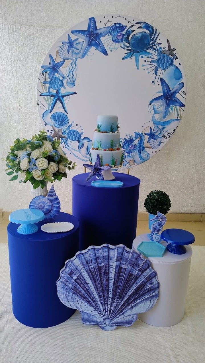 Kit Pegue E Monte Fundo Do Mar Oceano Com Displays - Clássico - Neide Locações pegue e Monte 