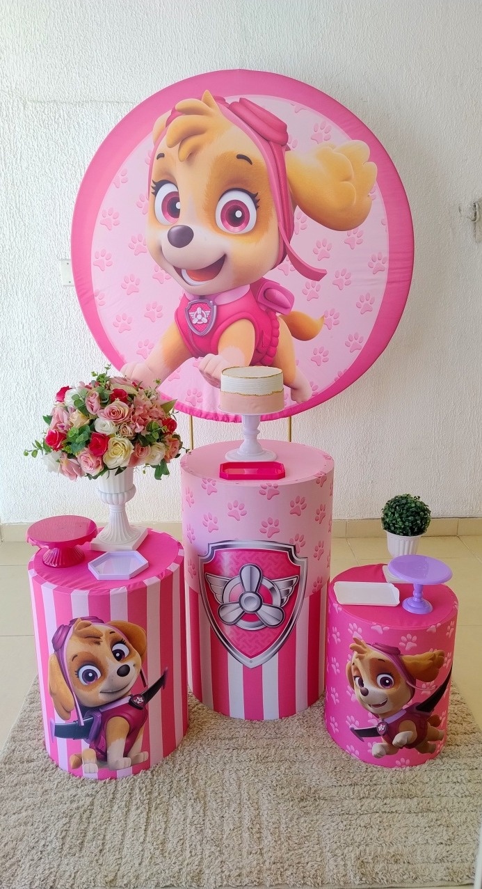 Kit Pegue E Monte Patrulha Canina Rosa - Clássico - Neide Locações pegue e Monte 