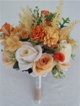 Buquê de Noiva Com Flores Artificiais Composto Por Rosas, Dálias, Hortências E Capim Estilo Seco Para Cerimônias de Casamento - imagem 3