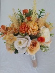 Buquê de Noiva Com Flores Artificiais Composto Por Rosas, Dálias, Hortências E Capim Estilo Seco Para Cerimônias de Casamento - imagem 1
