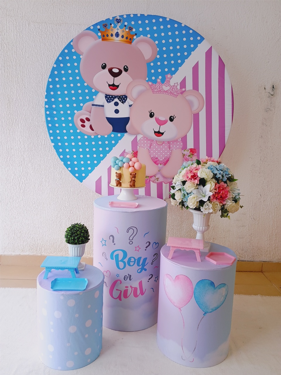 Kit Pegue E Monte Chá de Bebê Ou Chá Revelação Ursos Boy Or Girl - Tradicional - Neide Locações pegue e Monte 