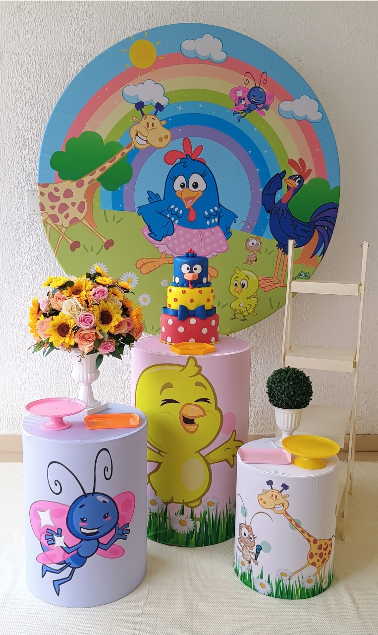 Kit Pegue E Monte Galinha Pintadinha Menina Com Escadinha - Clássico - Neide Locações pegue e Monte 