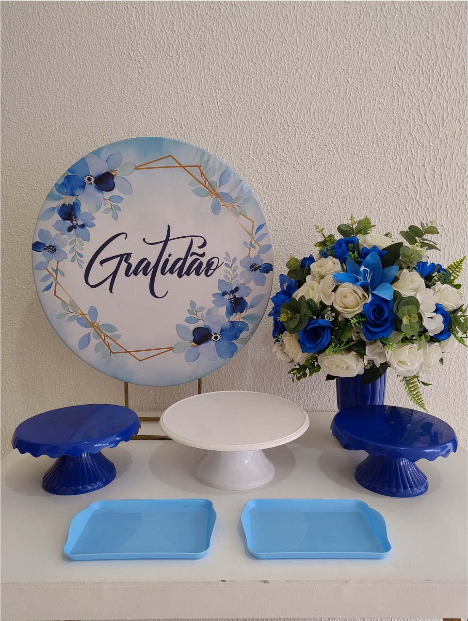 Mini Kit - Festa Na Mesa - Gratidão Azul 2 - Neide Locações pegue e Monte 