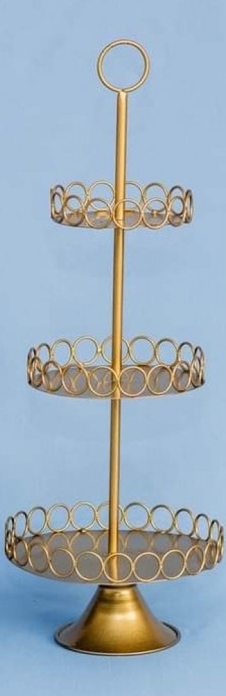 Suporte de Doces de 3 Andares de Ferro Dourado - Neide Locações pegue e Monte 