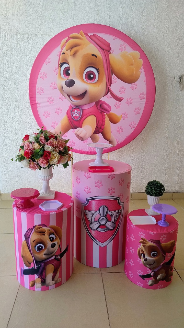 Kit Pegue E Monte - Patrulha Canina Rosa - Tradicional - Neide Locações pegue e Monte 