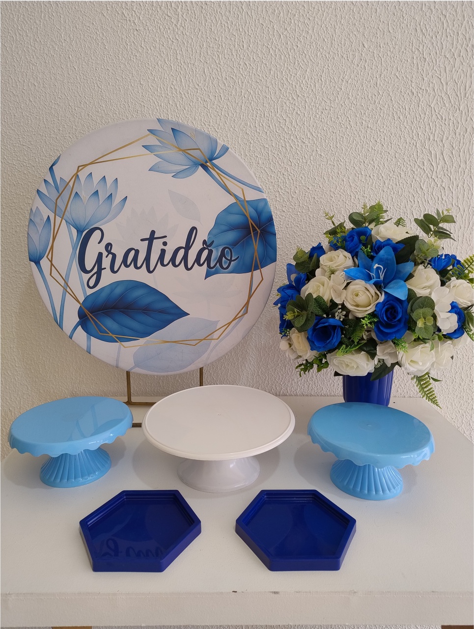 Mini Kit - Festa Na Mesa - Gratidão Azul 3 - Neide Locações pegue e Monte 