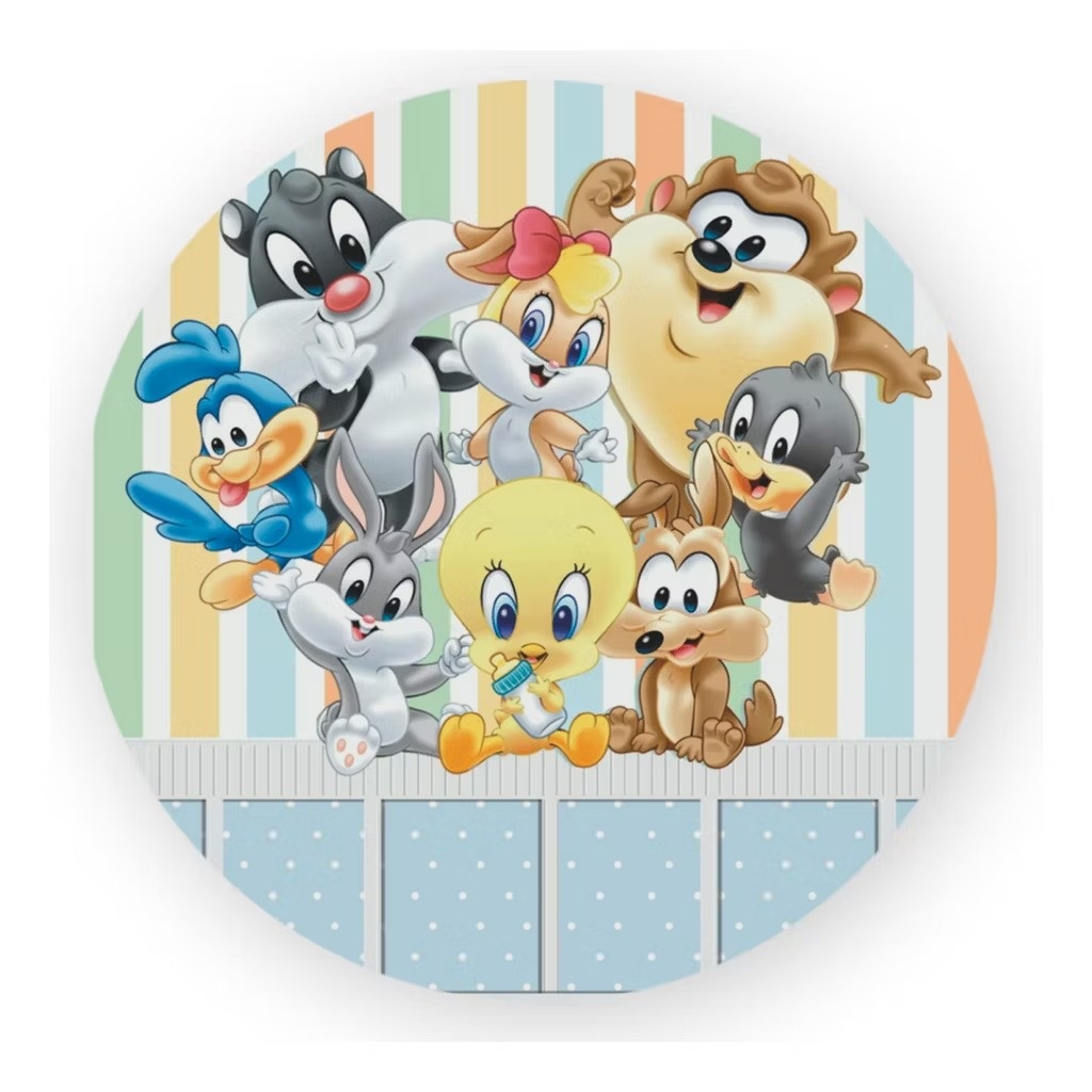 Capa Painel Redondo Looney Tunes Baby - Neide Locações pegue e Monte 