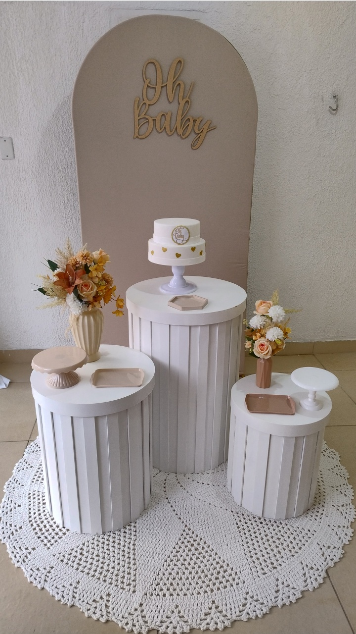 Kit Pegue E Monte Clean Oh Baby Bege Cilindros Ripados - Neide Locações pegue e Monte 