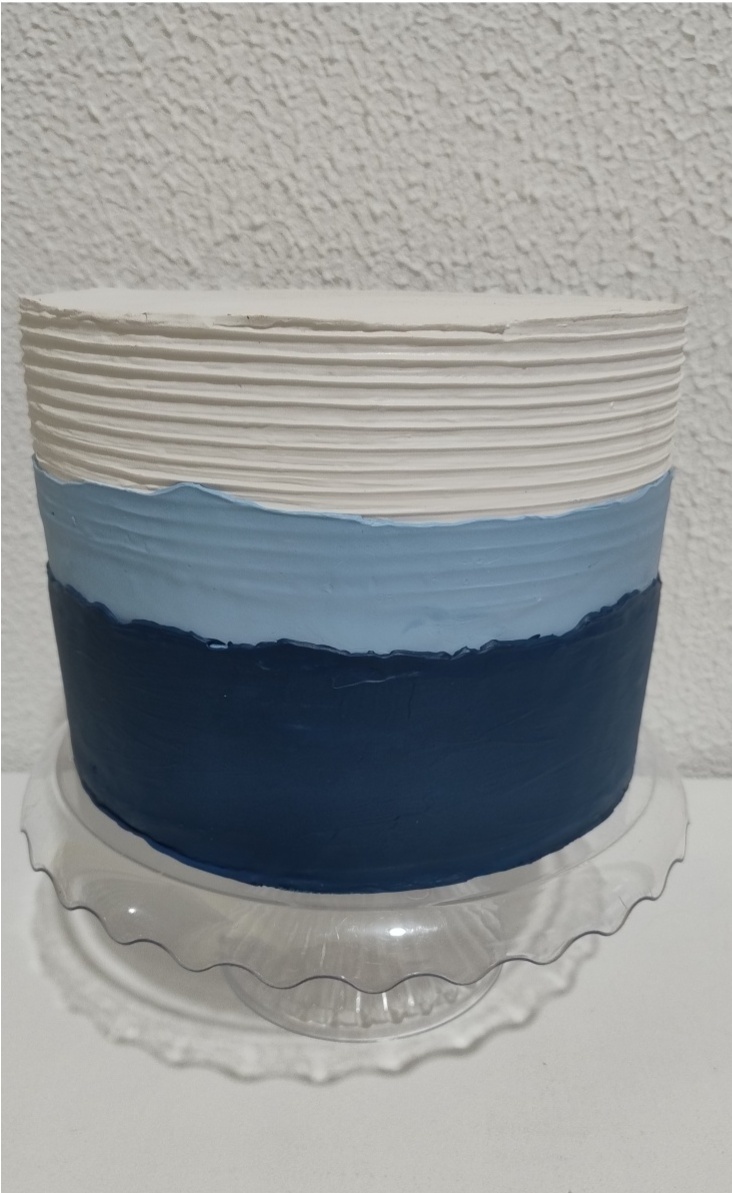 Bolo Cenográfico Buttercream Tons Azuis - Neide Locações pegue e Monte 
