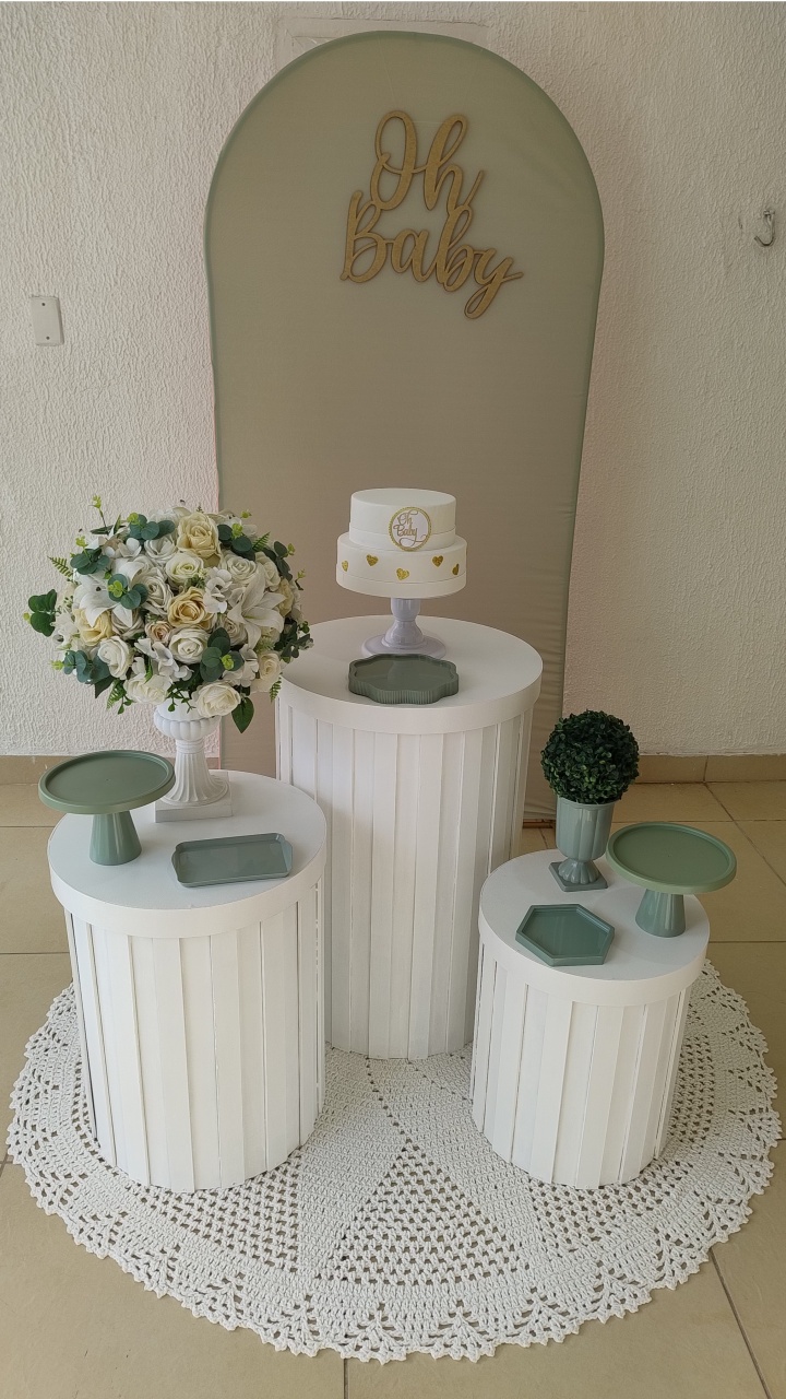 Kit Pegue E Monte Clean Oh Baby Verde Eucalípto Com Cilindros Ripados - Neide Locações pegue e Monte 