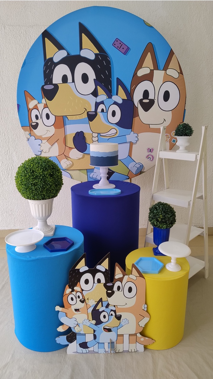 Kit Pegue E Monte Menino Bluey Com Escadinha Para Lembrancinha E Display - Clássico - Neide Locações pegue e Monte 