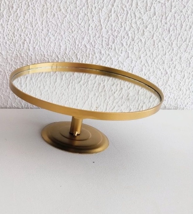 Suporte de Doce Espelhado Médio Ferro Dourado - Neide Locações pegue e Monte 