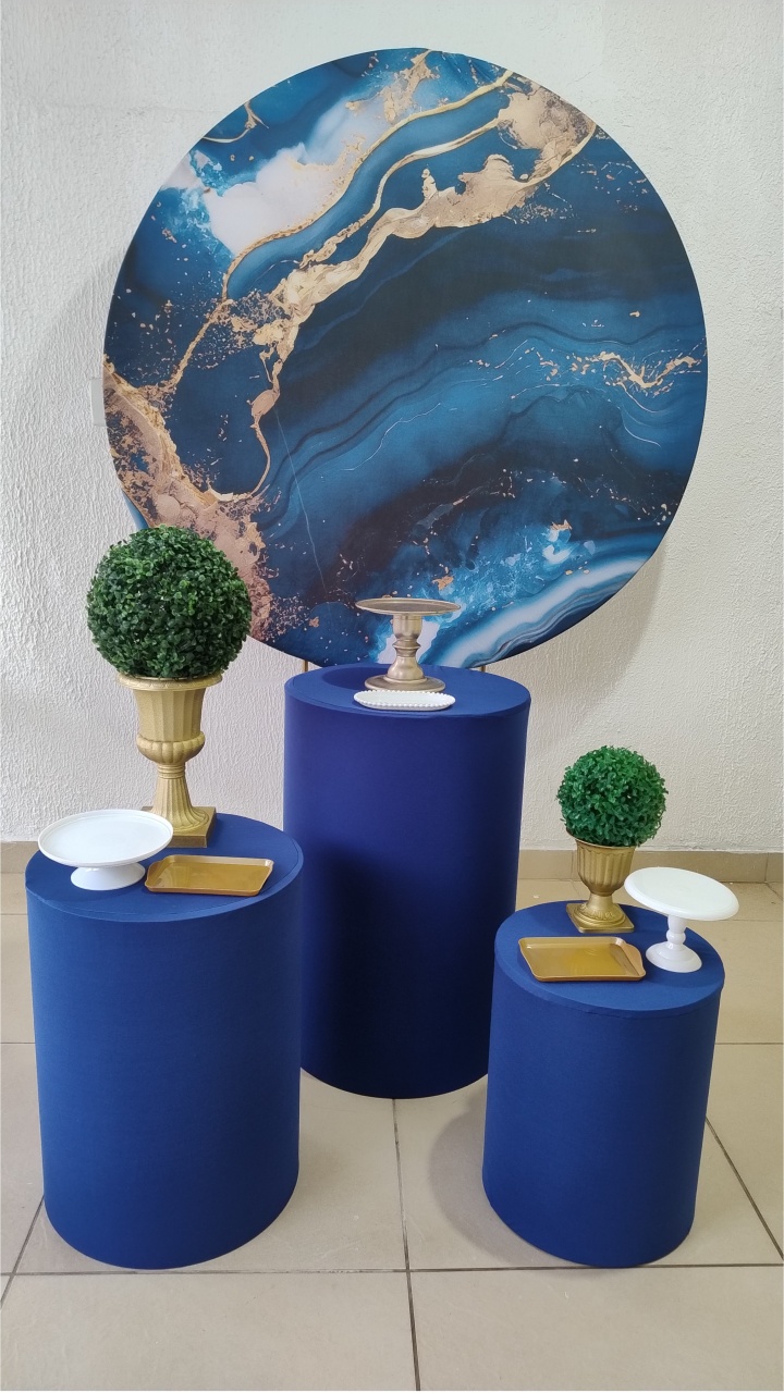 Kit Pegue E Monte Unissex Versão Masculina Efeito Mármore Azul E Dourado - Tradicional - Neide Locações pegue e Monte 