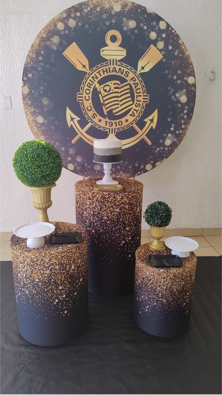 Kit Pegue E Monte Corinthias Dourado Glitter Com Buchinho - Clássico - Neide Locações pegue e Monte 