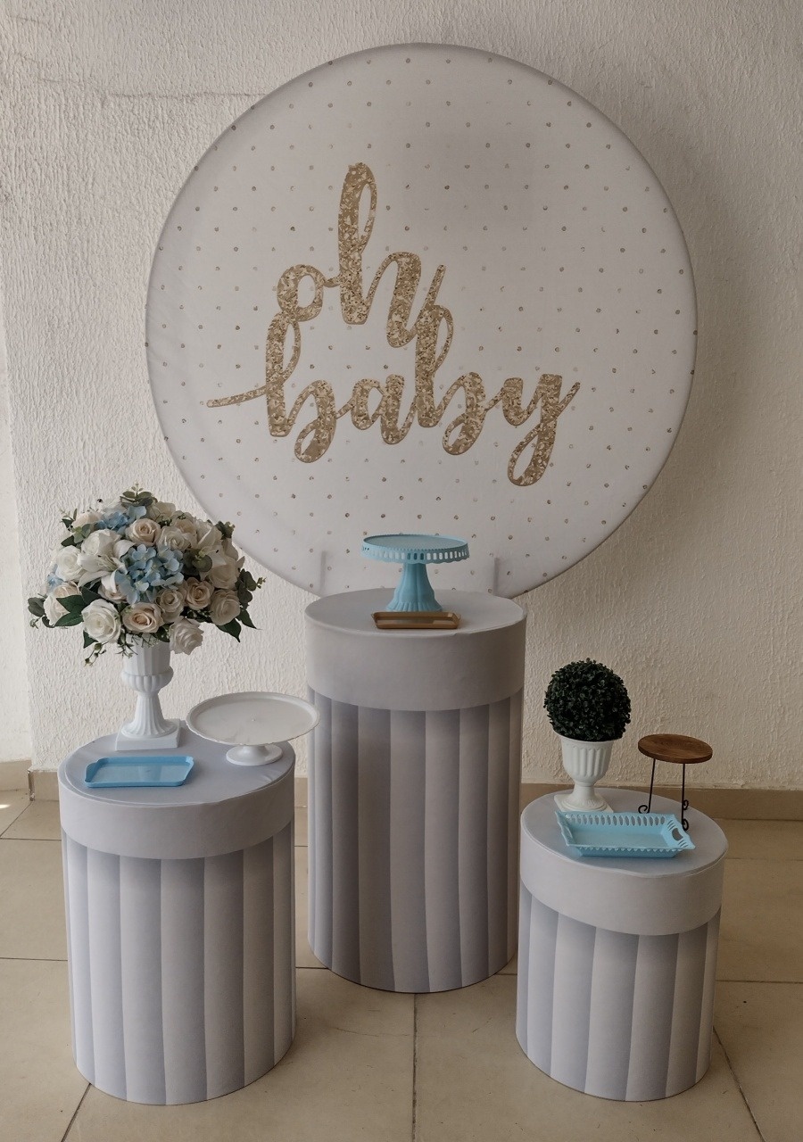 Kit Pegue E Monte Chá de Bebê Menino Oh Baby Azul - Clássico - Neide Locações pegue e Monte 