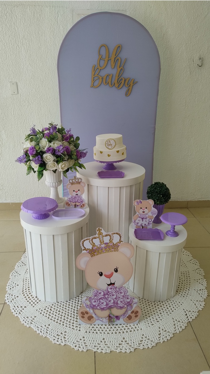 Kit Pegue E Monte Clean Oh Baby Lilás Com Cilindros Ripados - Neide Locações pegue e Monte 