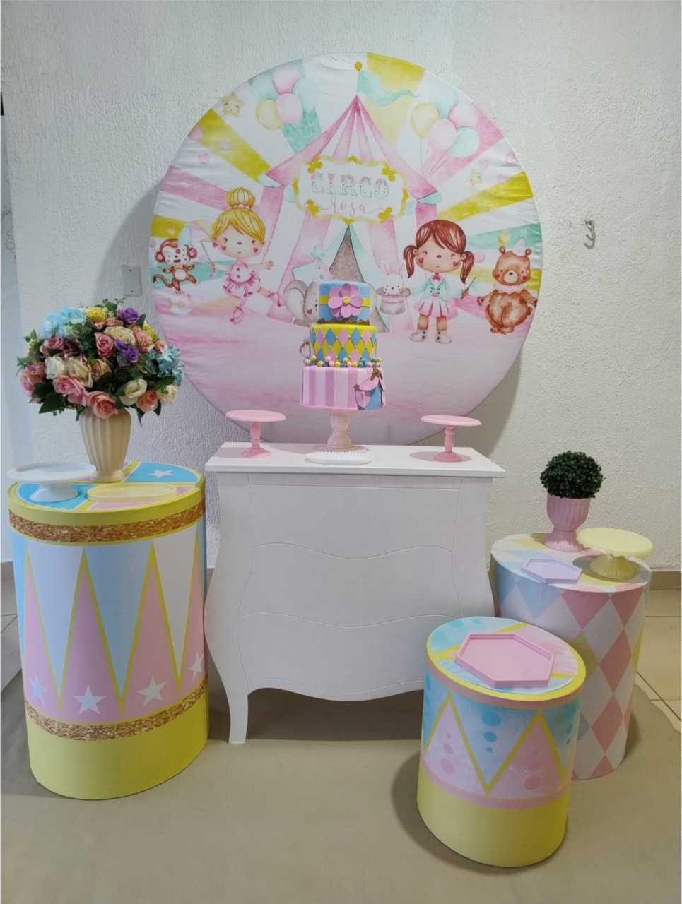 Kit Pegue E Monte Circo Rosa - Premium - Neide Locações pegue e Monte 