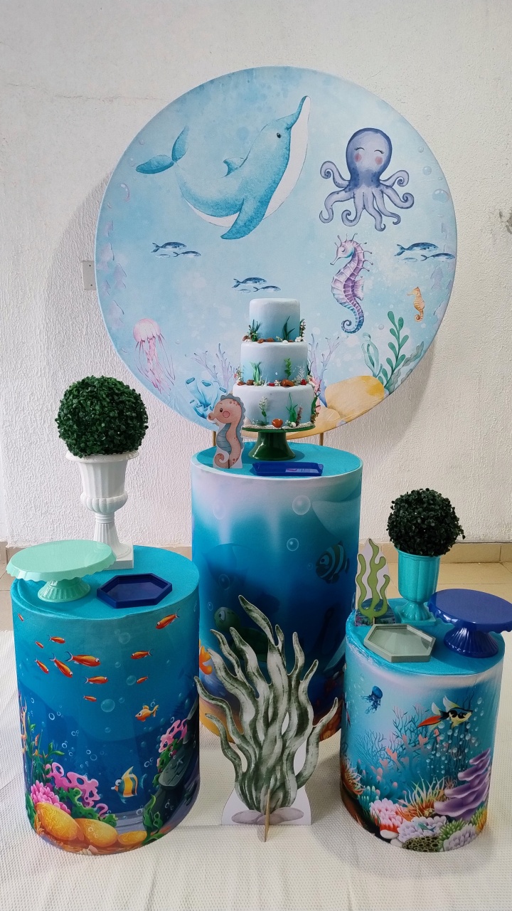 Kit Pegue E Monte Fundo Do Mar Animais Marinhos Com Display - Clássico - Neide Locações pegue e Monte 