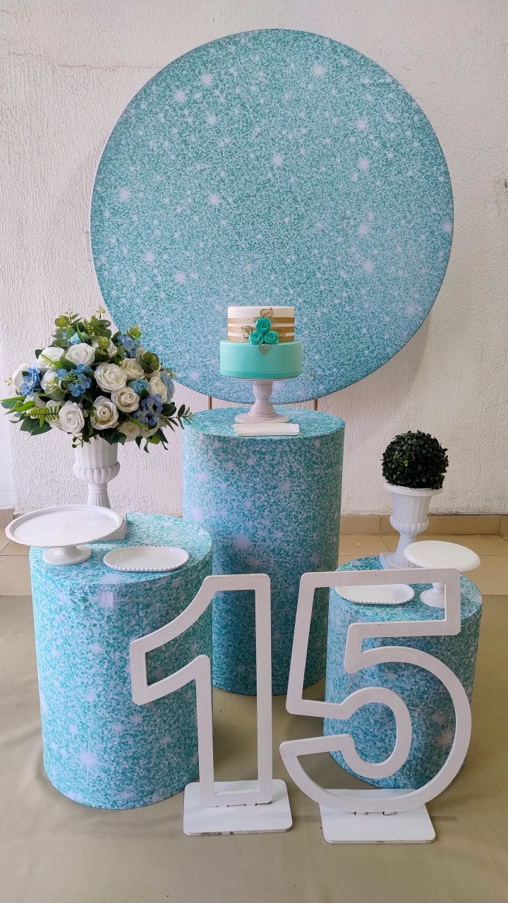 Kit Pegue E Monte Verde Glitter E Branco, Com Número 15 Em Mdf Branco - Clássico - Neide Locações pegue e Monte 