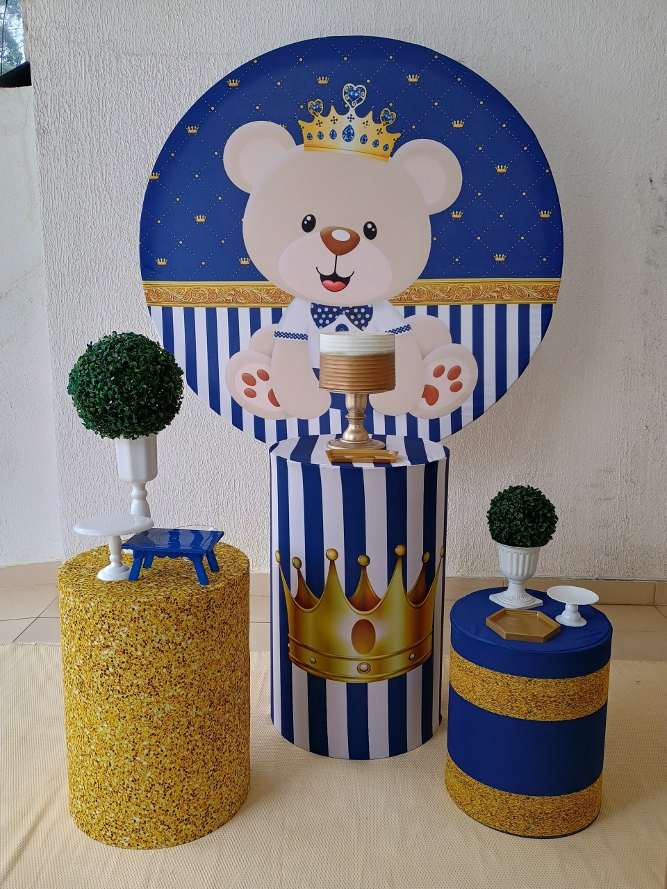 Kit Pegue E Monte Chá de Bebê Menino Urso Realeza - Clássico - Neide Locações pegue e Monte 