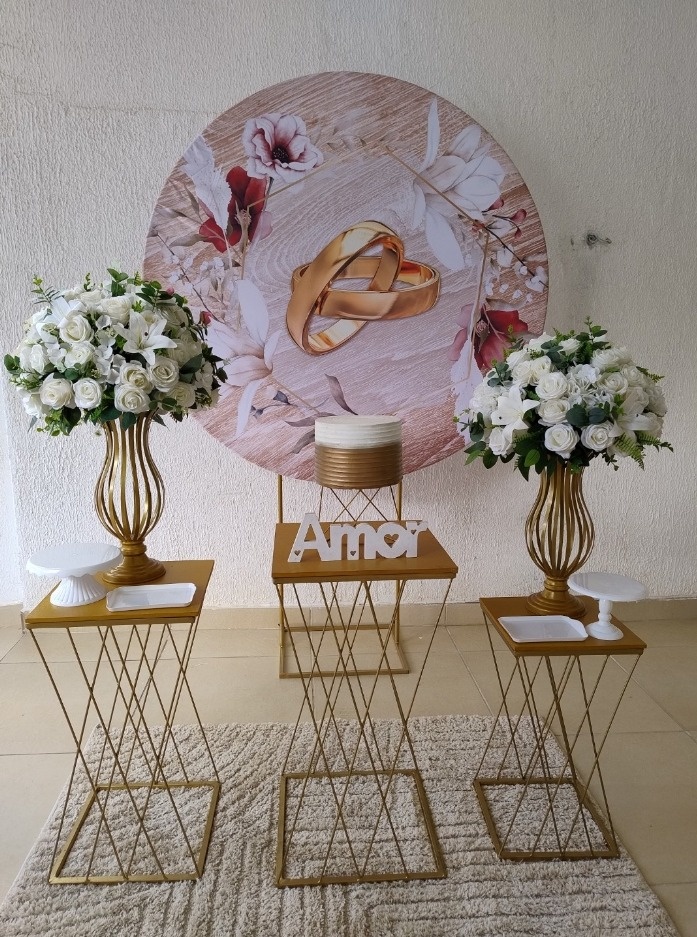 Kit Pegue E Monte - Par de Alianças Branco - Noivado Casamento Bodas - Neide Locações pegue e Monte 