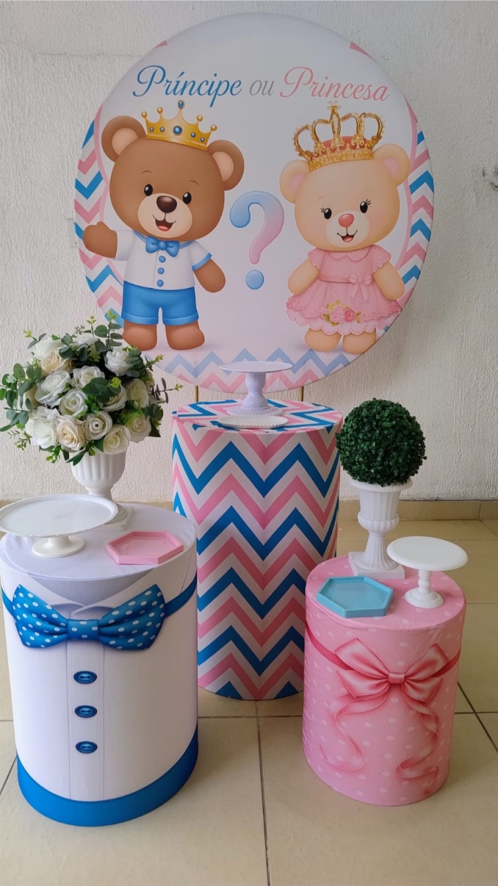 Kit Pegue E Monte Chá Revelação Ursos Príncipe Ou Princesa - Tradicional - Neide Locações pegue e Monte 