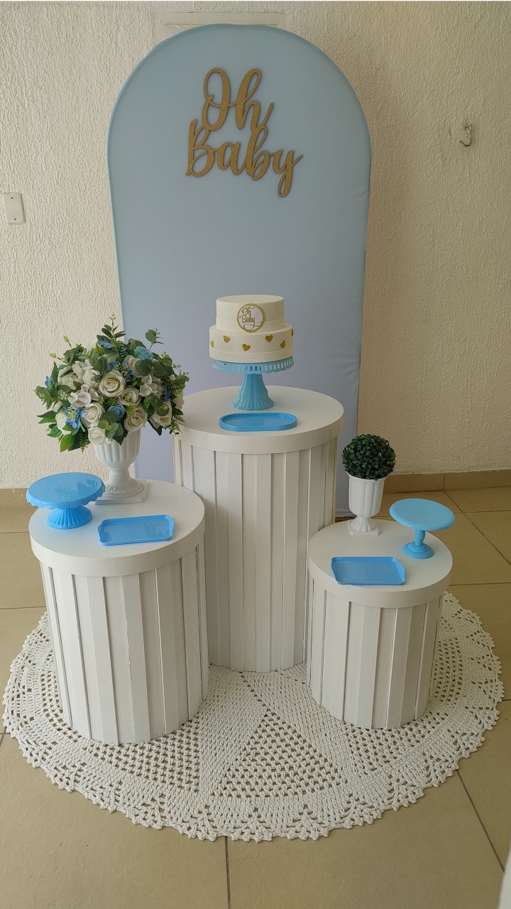 Kit Pegue E Monte Clean Oh Baby Azul Com Cilindros Ripados - Neide Locações pegue e Monte 
