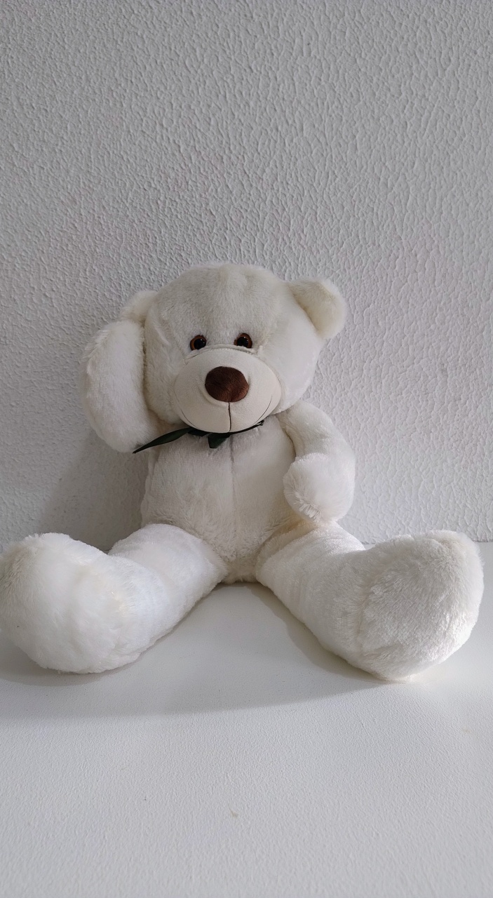 Urso Branco Com Laço - Neide Locações pegue e Monte 