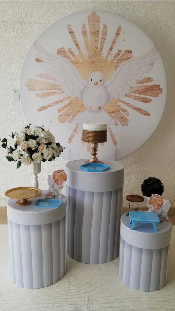 Kit Pegue E Monte Batizado Menino Com Display - Clássico - Neide Locações pegue e Monte 