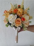 Buquê de Noiva Com Flores Artificiais Composto Por Rosas, Dálias, Hortências E Capim Estilo Seco Para Cerimônias de Casamento - imagem 4