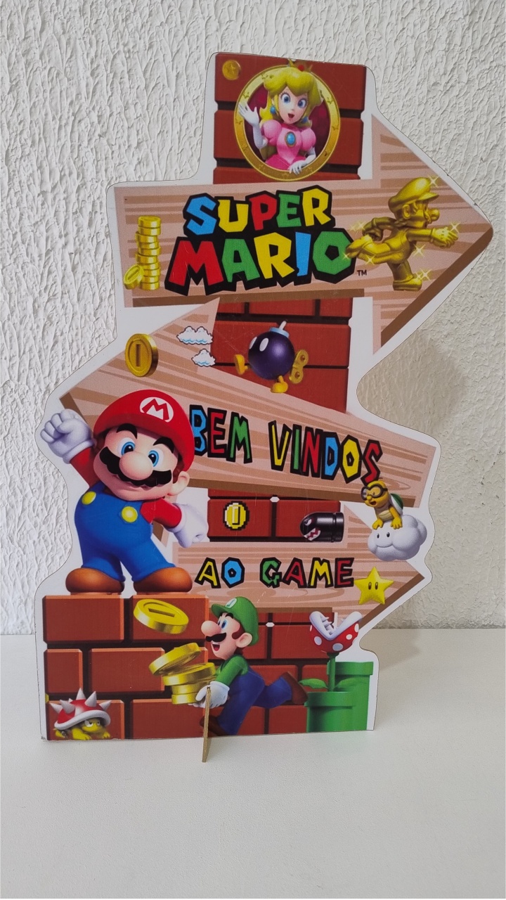 Display de Chão Seja Bem Vindo Super Mario - Neide Locações pegue e Monte 