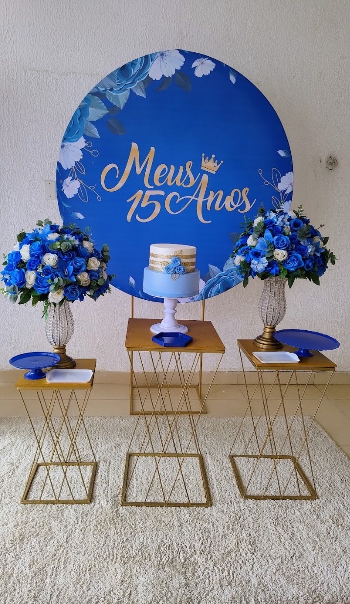 Kit Pegue E Monte Meus 15 Anos Azul E Branco  - Neide Locações pegue e Monte 