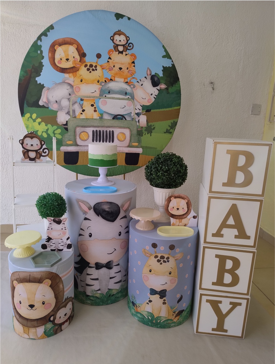 Kit Pegue E Monte Jipe Safari Menino Com Escadinha E Cubo Baby Versão Candy - Clássico - Neide Locações pegue e Monte 