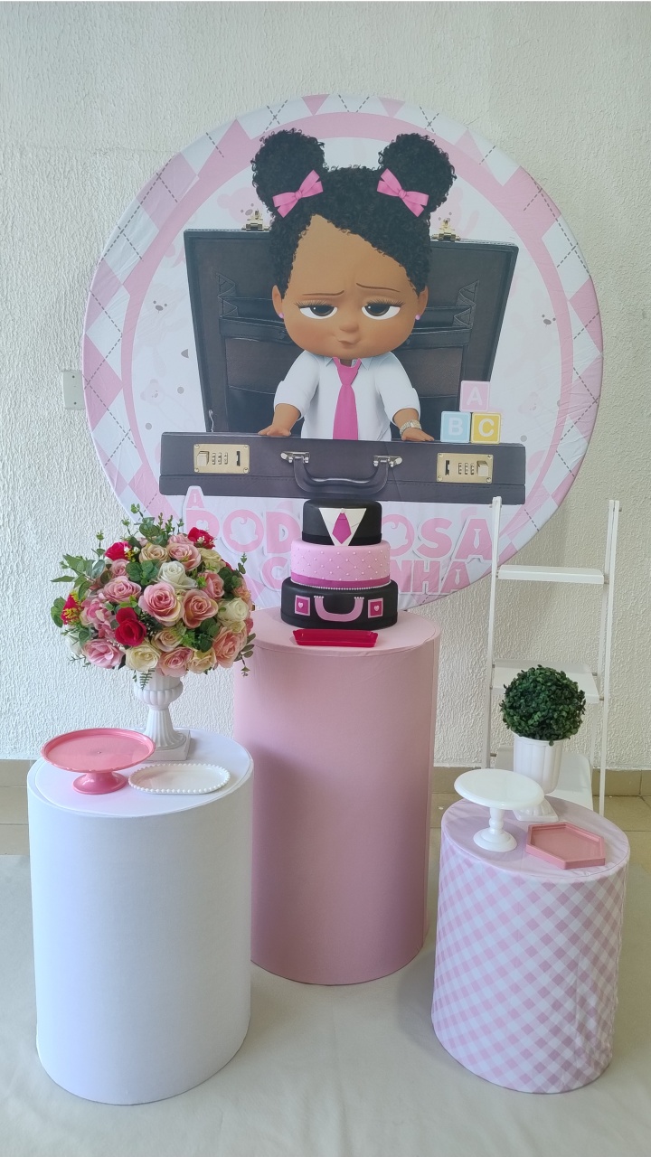 Kit Pegue E Monte Poderosa Chefinha Morena Rosa Com Escadinha - Clássico - Neide Locações pegue e Monte 