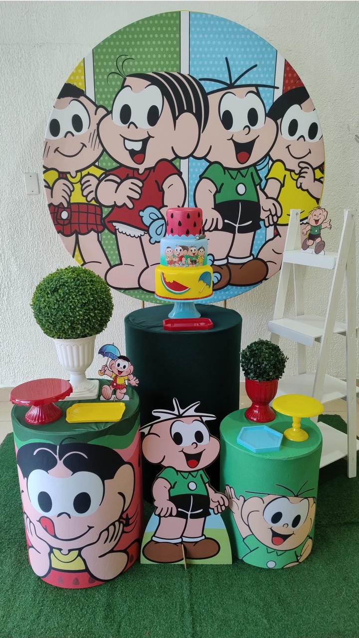Kit Pegue E Monte Menino Turma da Mônica Anos 90 Com Escadinha Para Lembrancinhas E Displays - Clássico - Neide Locações pegue e Monte 