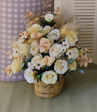 Cesto de Flores Secas Artificiais - Neide Locações pegue e Monte 