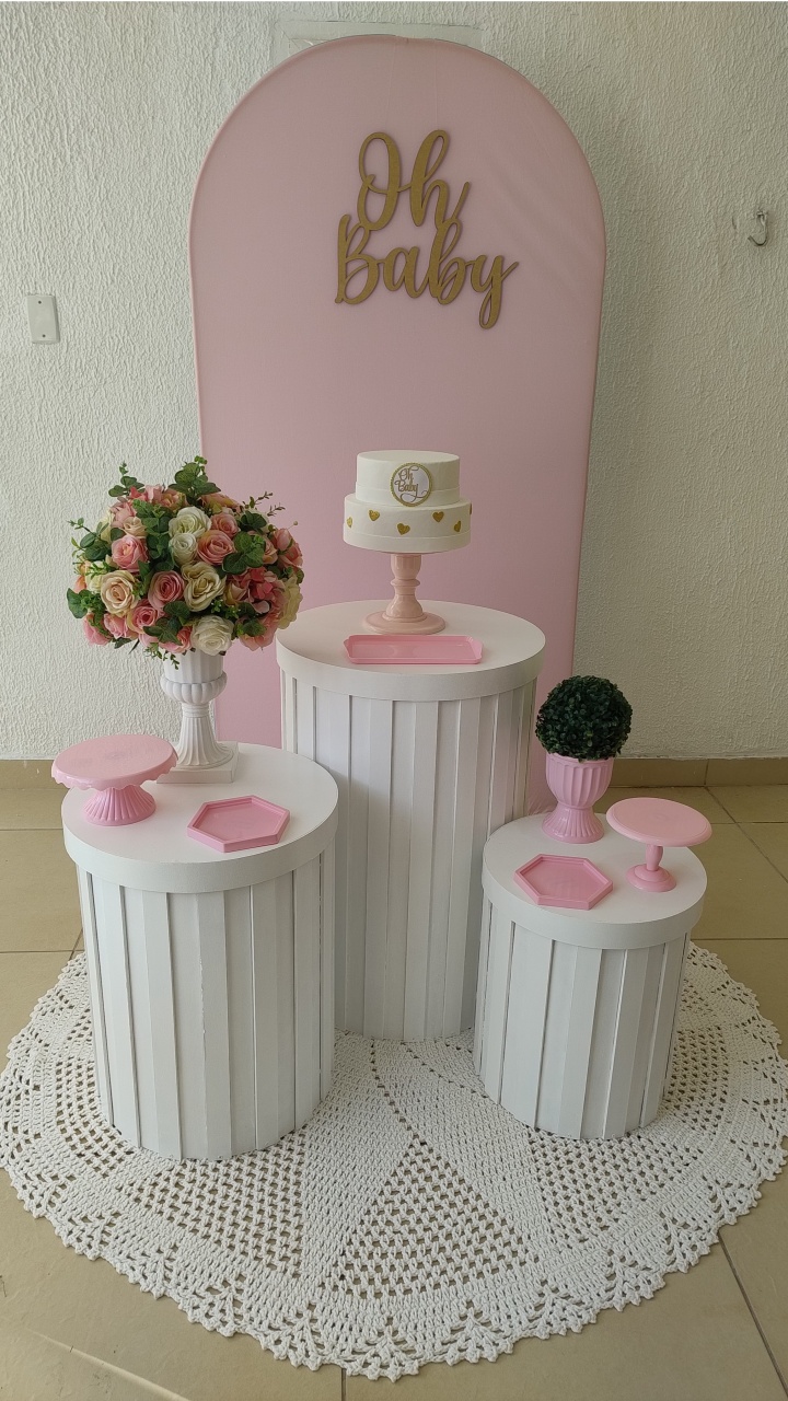 Kit Pegue E Monte Clean Oh Baby Rosa Com Cilindros Ripados - Neide Locações pegue e Monte 