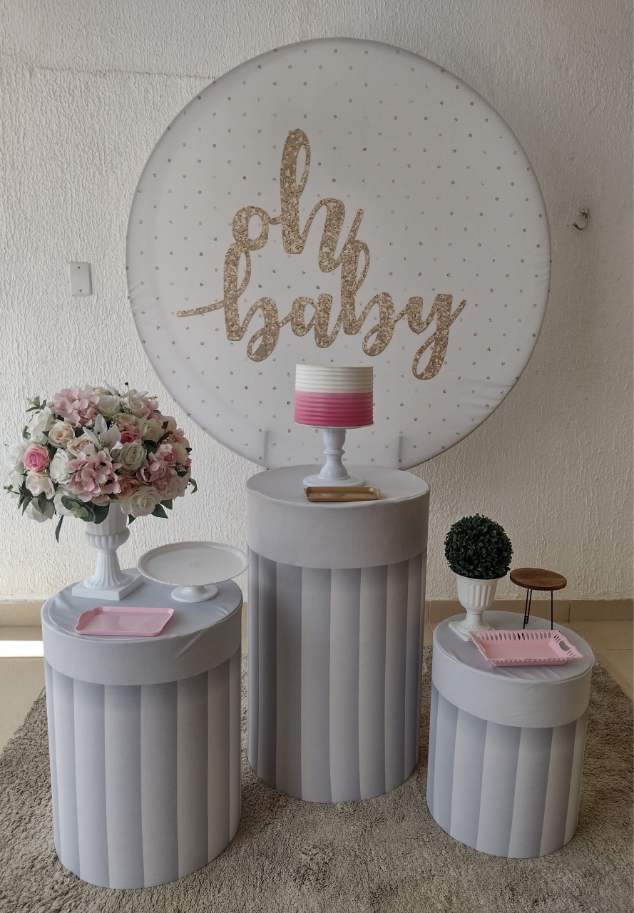 Kit Pegue E Monte Chá de Bebê Menina Oh Baby Rosa - Clássico - Neide Locações pegue e Monte 