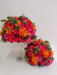 Arranjo Permanente de Flores Artificiais Pink E Laranja Com Eucaliptos Tamanho P - imagem 2