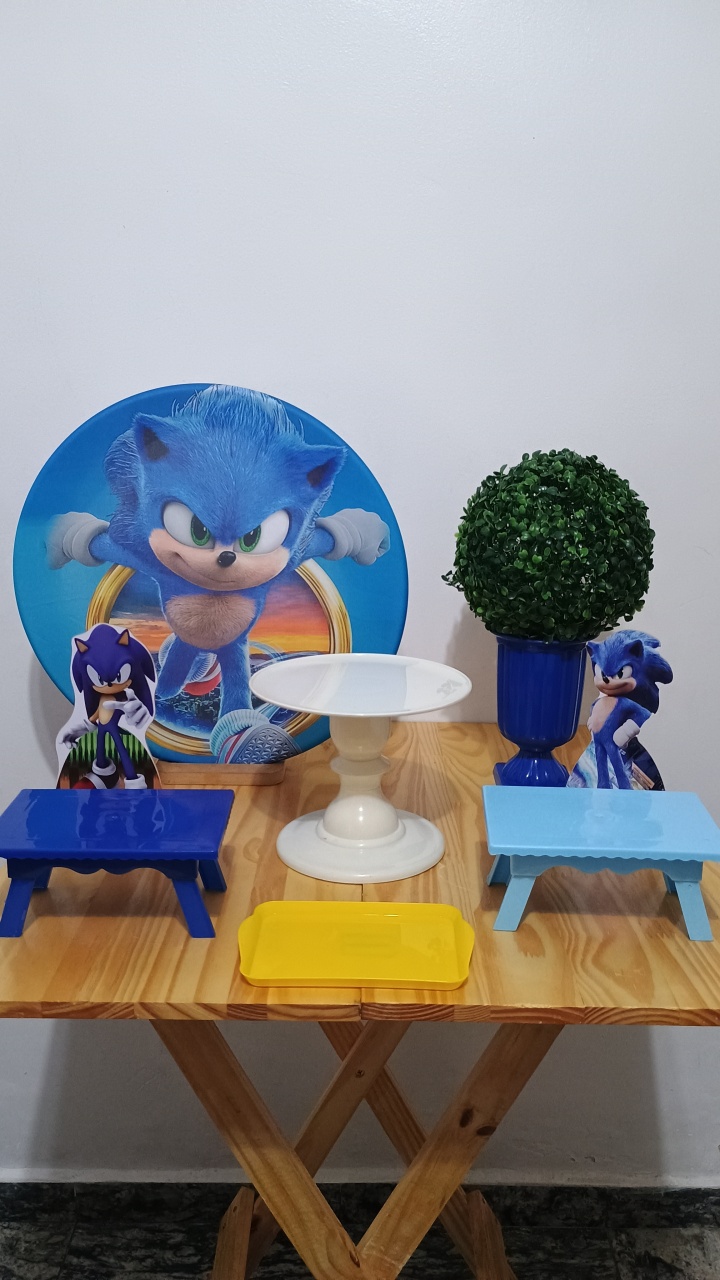 Mini Kit - Festa Na Mesa - Sonic - Neide Locações pegue e Monte 