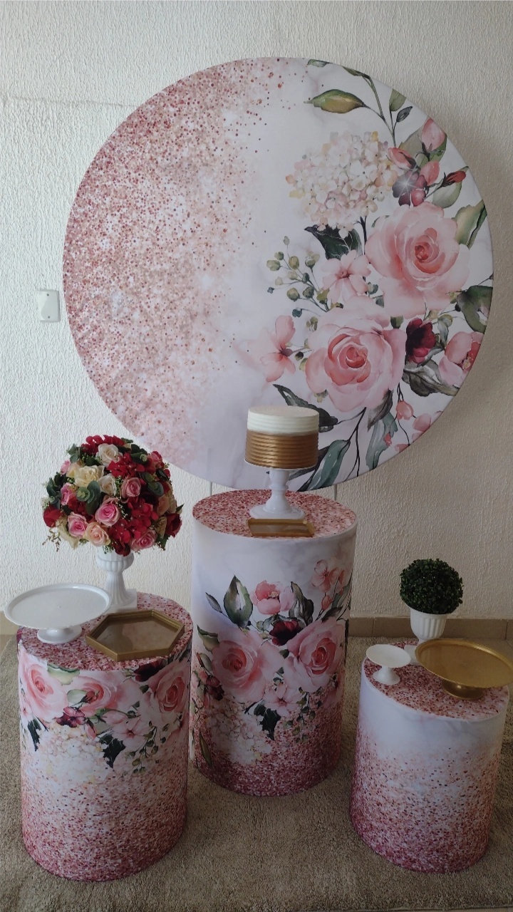Kit Pegue E Monte Comemorações Feminino Adulto Floral Rosas Glitter - Clássico - Neide Locações pegue e Monte 