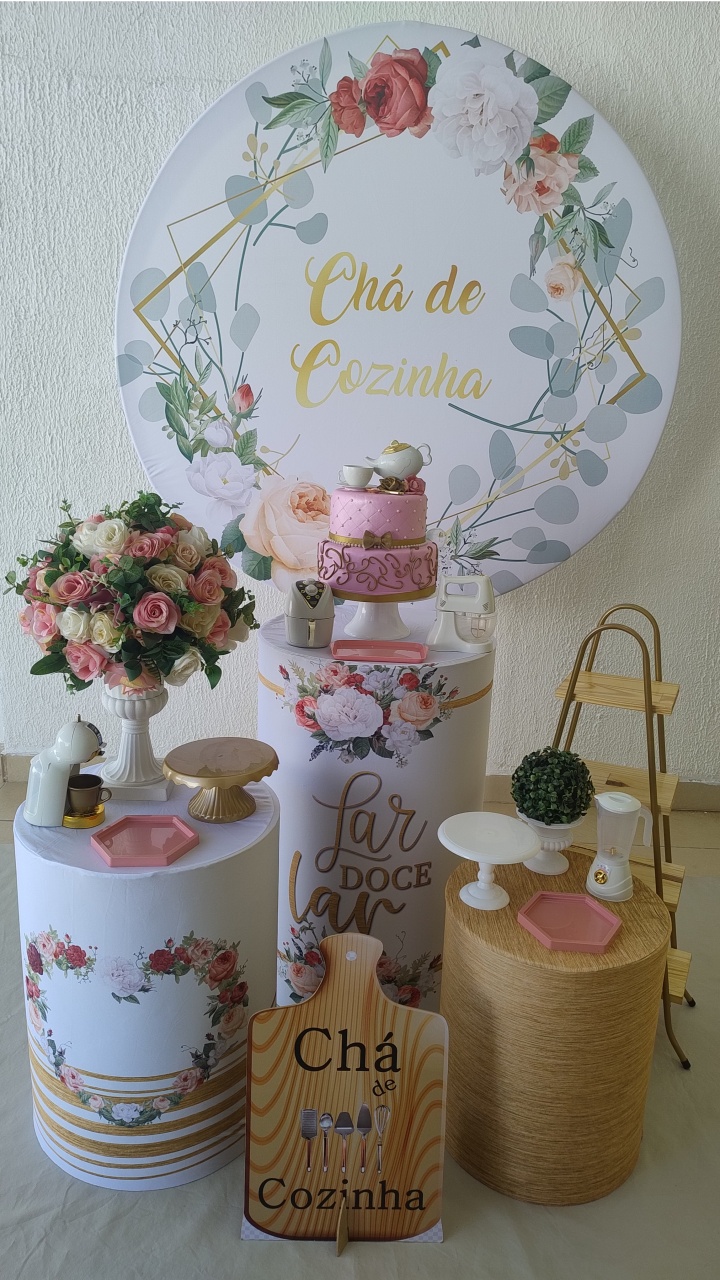 Kit Pegue E Monte Chá de Cozinha Com Escadinha Para Lembrancinha E Display - Clássico - Neide Locações pegue e Monte 