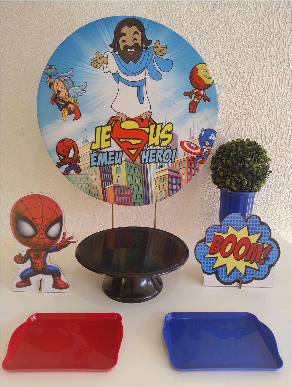 Mini Kit - Festa Na Mesa - Jesus É Meu Herói - Neide Locações pegue e Monte 