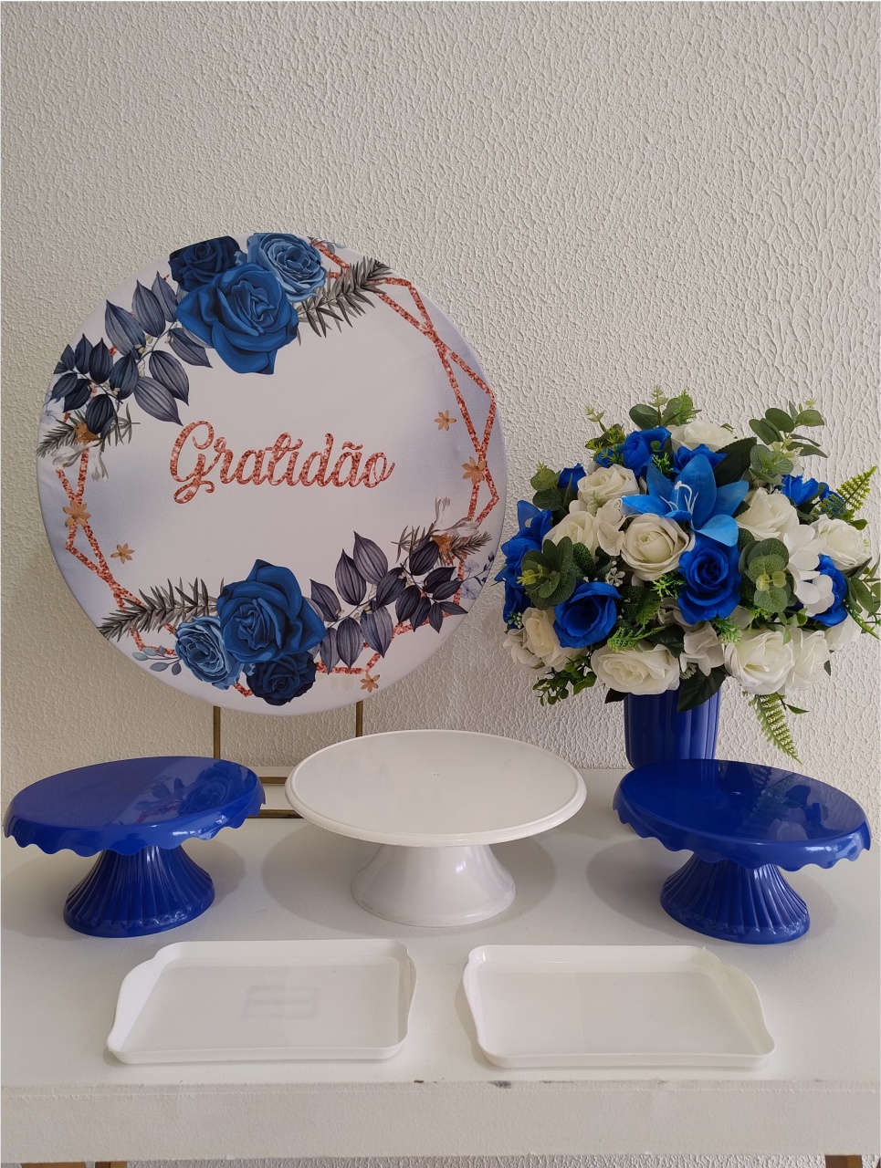 Mini Kit - Festa Na Mesa - Gratidão Azul - Neide Locações pegue e Monte 